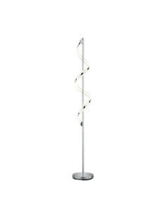 TRIO Sydney – Lampadaire LED 22W, 2500 lm, 3000K, design spiralé acrylique blanc, H162 cm, IP20, chrome.