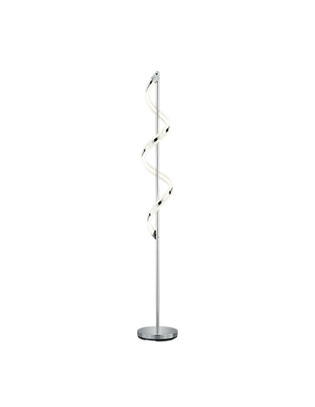 TRIO Sydney – Lampadaire LED 22W, 2500 lm, 3000K, design spiralé acrylique blanc, H162 cm, IP20, chrome.
