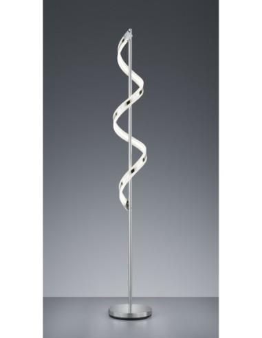 TRIO Sydney – Luminaire sur pied LED intégré, structure métal chromé, abat-jour blanc, variateur, Ø25 cm.