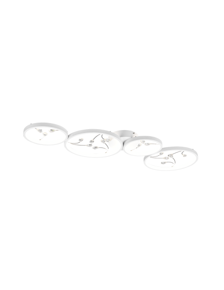 TRIO Groovy – Plafonnier LED intégré 37W, 4800 lm, 4000K, blanc mat, métal, L95,5 cm, IP20, classe 2.