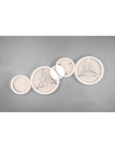 TRIO Groovy – Plafonnier décoratif blanc mat, LED SMD 4800 lm, 4000K, 37W, IP20, L95,5 x P40 x H6,5 cm.