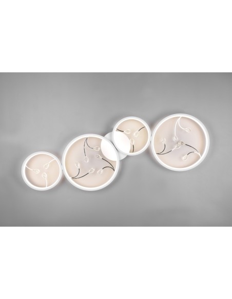 TRIO Groovy – Plafonnier décoratif blanc mat, LED SMD 4800 lm, 4000K, 37W, IP20, L95,5 x P40 x H6,5 cm.