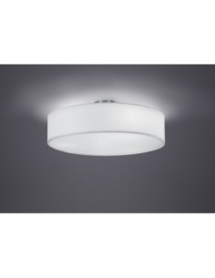 Trio – Hotel – Plafonnier élégant 3xE27, tissu blanc et nickel mat, ambiance chaleureuse 2