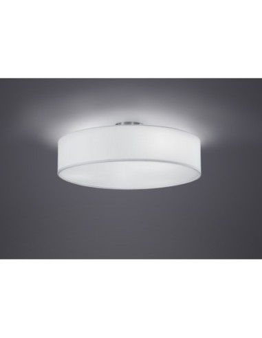 Trio – Hotel – Plafonnier moderne 3xE27, abat-jour tissu blanc, éclairage doux et décoratif