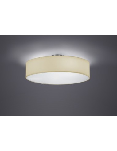 Trio – Hotel – Plafonnier chic 3xE27, tissu blanc, finition nickel mat, pour une atmosphère accueillante