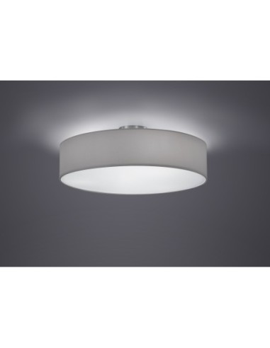 Plafonnier 3xE27, max. 60W, Tissu blanc, Nickel mat – Trio – Hotel intérieur | Trio