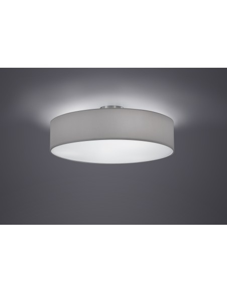 Plafonnier 3xE27, max. 60W, Tissu blanc, Nickel mat – Trio – Hotel