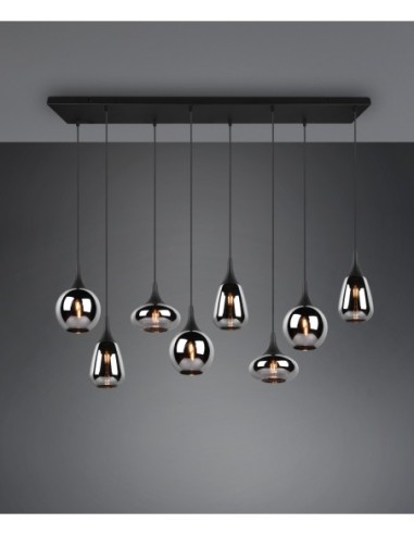 Trio – Lumina – Suspension élégante LED, verre chromé et métal noir, design unique et lumineux