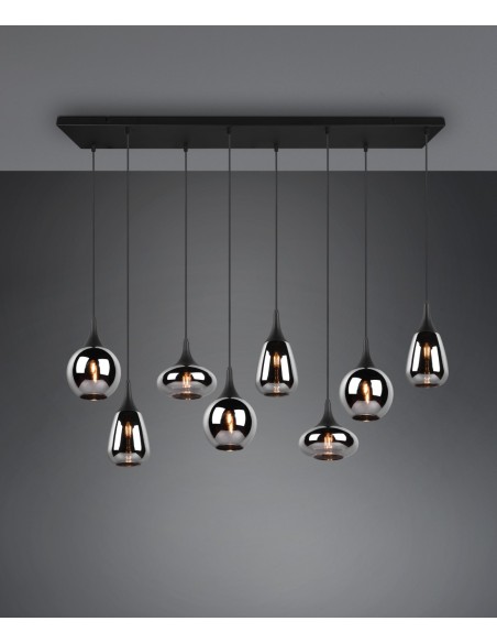 Trio – Lumina – Suspension élégante LED, verre chromé et métal noir, design unique et lumineux