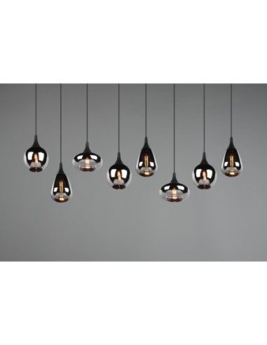 Suspension LED, 8xE14, max. 40W, Verre Chromé, Noir – Trio – Lumina