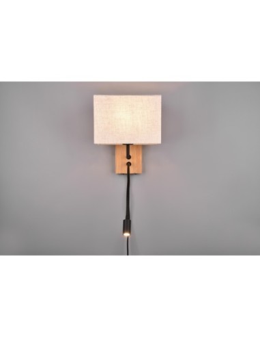 Trio – Nilam – Applique LED avec bras de lecture, double source lumineuse, design chaleureux en bois clair