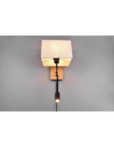 Applique Murale LED, E27, 310lm 3000K, Bois et Tissu intérieur | Trio