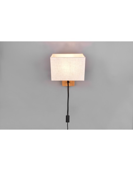 Applique Murale LED, E27, 310lm 3000K, Bois et Tissu intérieur | Trio