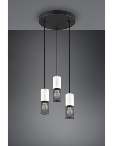 Suspension 3xE27, max. 40W, Noir et Blanc Antique – Trio – Tosh intérieur | Trio