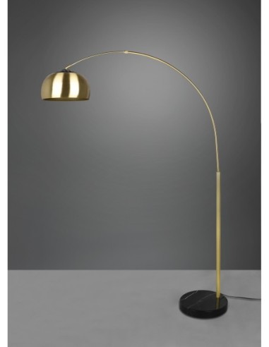 Trio – Argentina – Lampadaire 1xE27 en laiton mat, lampe de lecture pratique avec interrupteur au pied