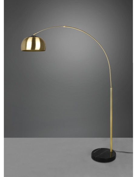 Trio – Argentina – Lampadaire 1xE27 en laiton mat, lampe de lecture pratique avec interrupteur au pied