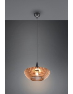 Trio – Colino – Suspension en bois naturel et métal anthracite, design incurvé élégant 2