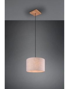 Trio – Elmau – Suspension en bois naturel avec abat-jour tissu beige, design chaleureux 2