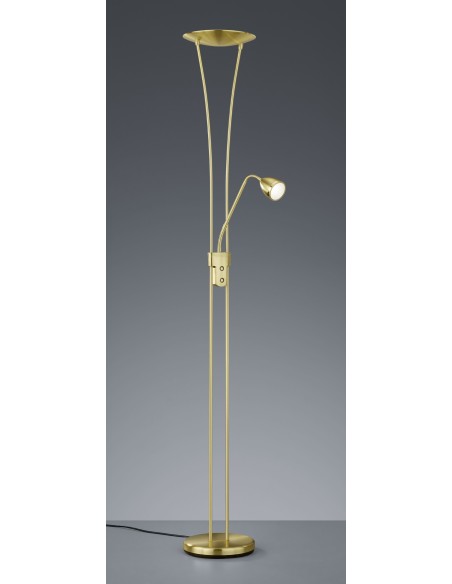Trio – Arizona – Lampadaire avec double variateur et LED, 2200lm, 3000K, finition laiton mat