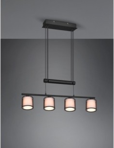 Trio – Burton – Suspension LED avec abat-jour en organza fumé et noir mat, réglable en hauteur 2