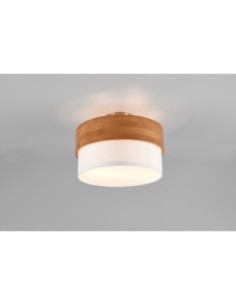 Trio – Seasons – Plafonnier 2 lumières en tissu blanc et bois naturel pour salon 2