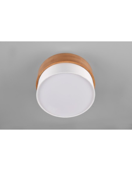 Plafonnier 2xE14, max. 40W, Tissu blanc, Bois naturel – Trio – Seasons