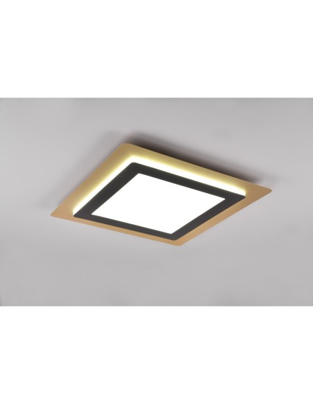 Trio – Morgan – Plafonnier LED design noir et or, avec fonction veilleuse et télécommande
