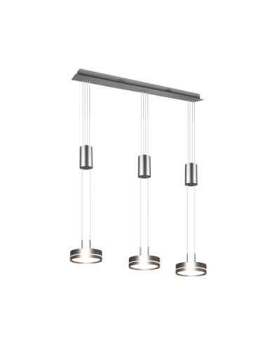 Trio – Franklin – Suspension LED moderne en nickel mat avec hauteur réglable et variateur intégré