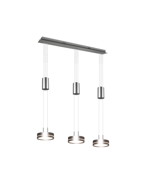 Trio – Franklin – Suspension LED moderne en nickel mat avec hauteur réglable et variateur intégré