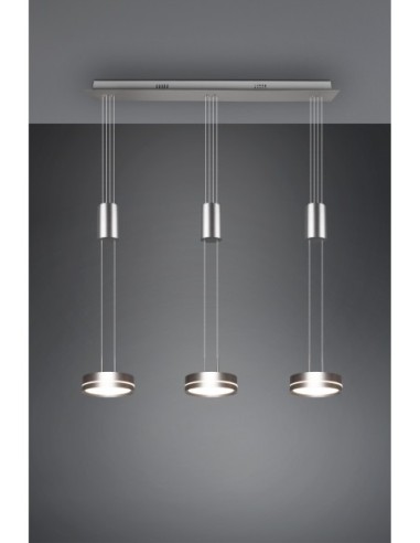 Trio – Franklin – Suspension LED avec 3x1050lm, 3000K, style élégant en nickel mat et réglable en hauteur