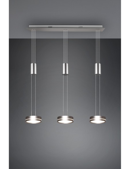 Trio – Franklin – Suspension LED avec 3x1050lm, 3000K, style élégant en nickel mat et réglable en hauteur