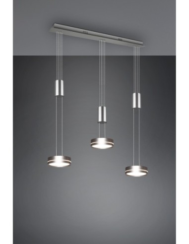 Suspension LED 9W – 3x1050lm, 3000K, Nickel mat – Hauteur réglable – Trio – Franklin  | Trio