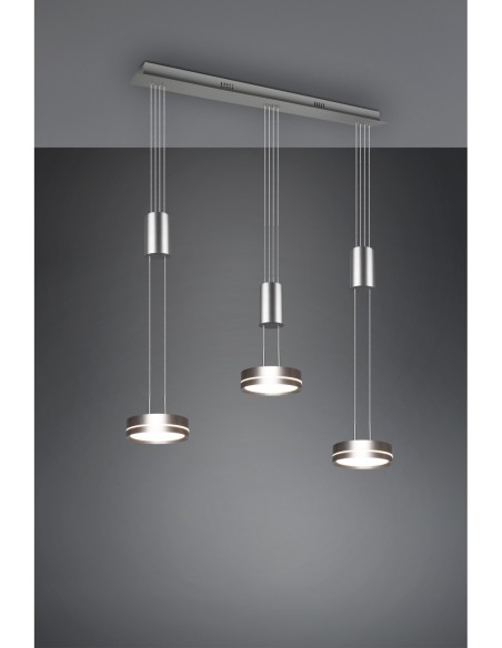 Suspension LED 9W – 3x1050lm, 3000K, Nickel mat – Hauteur réglable – Trio – Franklin  | Trio