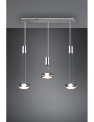 Suspension LED 9W – 3x1050lm, 3000K, Nickel mat – Hauteur réglable – Trio – Franklin  | Trio
