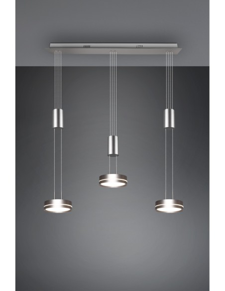 Suspension LED 9W – 3x1050lm, 3000K, Nickel mat – Hauteur réglable – Trio – Franklin  | Trio