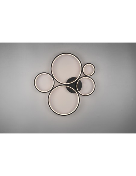 Trio – Rondo – Plafonnier LED design élégant, noir mat, variateur intégré