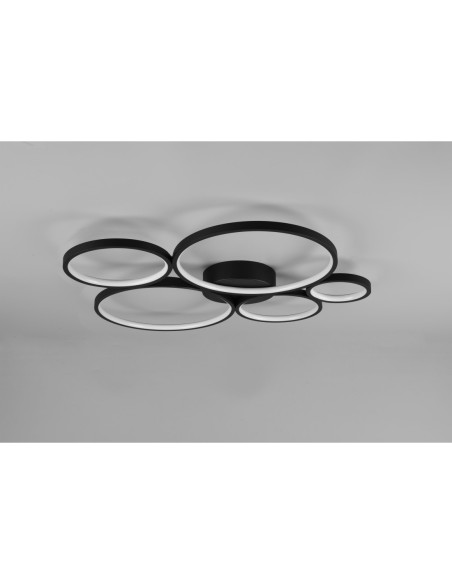 Plafonnier LED 49W, 5800lm, 3000K, Noir mat - Trio - Rondo
