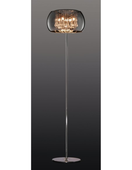 Trio – Vapore – Lampadaire élégant en chrome avec abat-jour miroir et effet lumineux raffiné