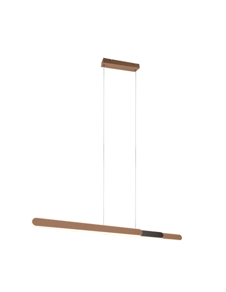 Trio – Helios – Suspension LED 48W design café et chrome, lumière directe et indirecte