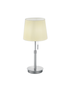 Trio – Lyon – Lampe de table blanche avec pied nickel mat et abat-jour en tissu
