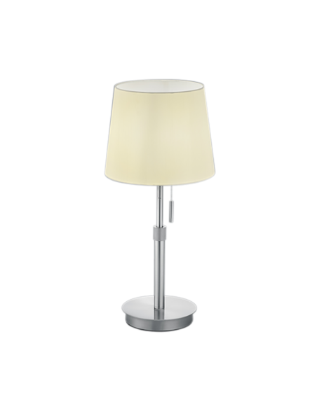 Trio – Lyon – Lampe de table blanche avec pied nickel mat et abat-jour en tissu
