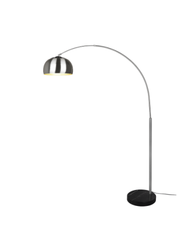 Trio – Argentina – Lampadaire à arc en nickel mat avec base en marbre noir