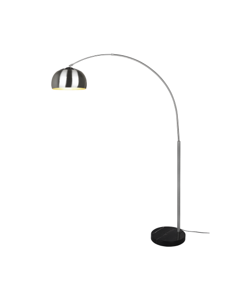 Trio – Argentina – Lampadaire à arc en nickel mat avec base en marbre noir