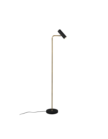 Trio – Marley – Lampadaire minimaliste orientable en laiton mat et noir