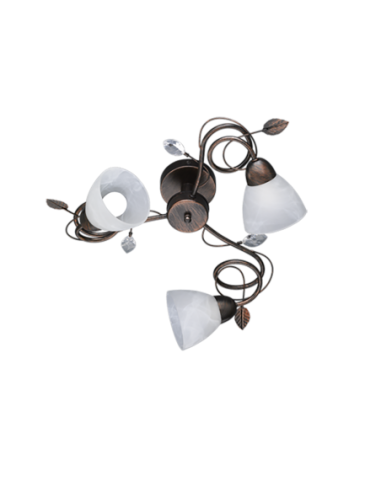 Trio – Traditio – Plafonnier élégant en verre albâtre et rouille antique