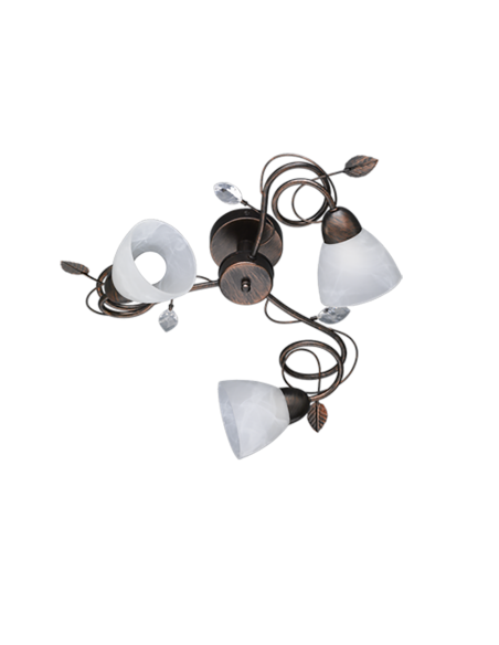 Trio – Traditio – Plafonnier élégant en verre albâtre et rouille antique