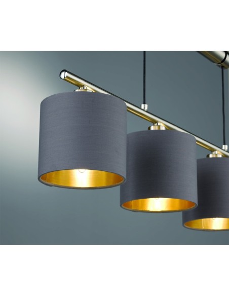 Trio – Garda – Suspension LED avec abat-jours en tissu taupe et corps nickel mat, réglable
