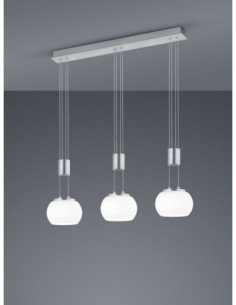 Trio – Madison – Suspension LED 3x8W, verre blanc, nickel mat, hauteur réglable 2
