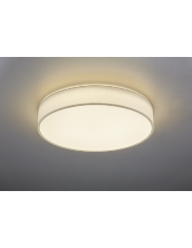 Trio – Lugano – Plafonnier LED 42W, 4900lm, blanc intemporel, abat-jour en tissu, lumière ajustable