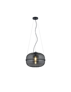 Trio – Lorena – Suspension 1xE27, max. 40W, verre chromé et noir mat, élégance et charme